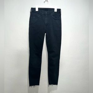 Mother The Looker Black Fray Hem Jeans